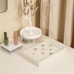 Pangkeep Ring Holder Display Tray Jewelry Organizer Stands for Selling Rings Earrings Show (Beige) - color: Beige