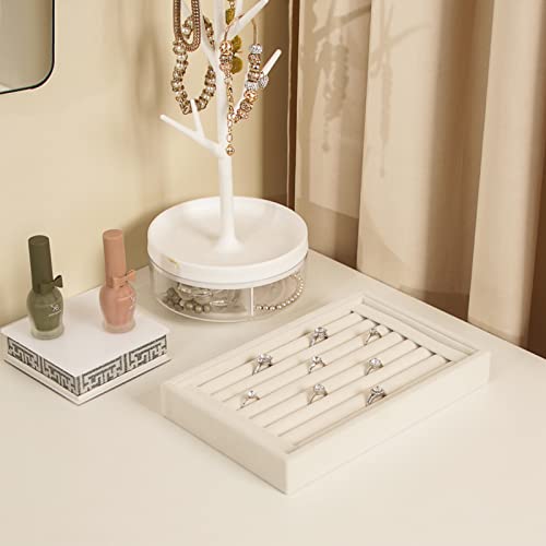 Pangkeep Ring Holder Display Tray Jewelry Organizer Stands for Selling Rings Earrings Show (Beige) - color: Beige
