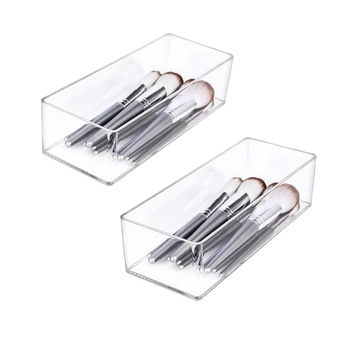 JessLab Acrylic Organizer, 2PK Cube Sections Makeup Organizer for Drawer, Makeup Organizer for Vanity, Countertop, Bathroom, Kitchen and Cabinet Storage(1+1 Compartment) - style: 1+1 Compartment