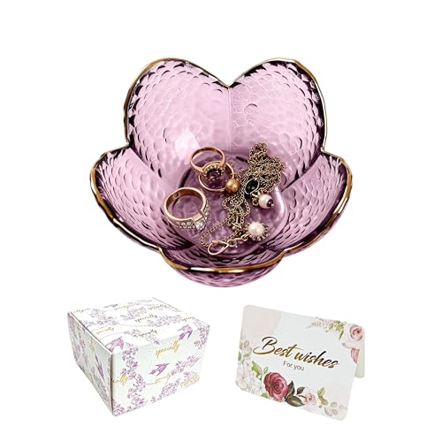 Mini Flower Ring Plate Jewelry Storage Tray Ring Holder for Dressing Table, Bedside Table, Room Bathroom Decoration, Cute Valentine's Day Christmas Birthday Gift for Women (purple 1pc) - color: Jewelry Tray