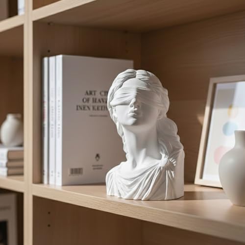 Lady Justice Statue Bust Scales of Justice Decor Greek Roman Plaster Sculpture, Law Office Lawyer Desk Shelf Display Attorney Judge Legal Gift