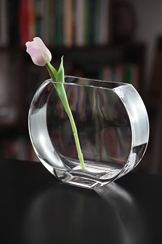 Glass - Vase - Round - Classic Clear - 9.25" Long - Heavy Durable - Made in Europe - by Barski