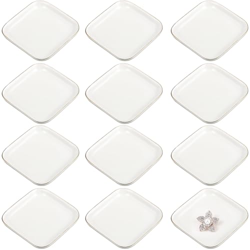 Shappy 12 Pcs Ceramic Jewelry Tray 4.5 in Ring Dish Bulk Decorative Trinket Dish for Bridal Christmas Birthdays Gifts - style: Square