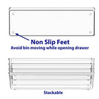 Simple Houseware Clear Drawer Organizer for Office Bin Desk Storage, 3.25"x 9.5", 4 Packs - size: Large Size