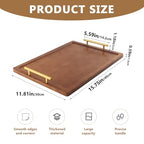 Bamboo Serving Tray with Metal Handles(15.75x11.81inch) | Home Decorative Rectangle Ottoman Platter Bathroom Vanity Tray for All Occasions, Including Installation Tools