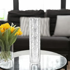 WGVI Hurricane Candle Holder Sleeve, W: 2.5", Ht: 14", Silver Speckled Glass Cylinder Open Both Ends, Chimney Tube Shade, 1 Piece - size: 2.5x14"H