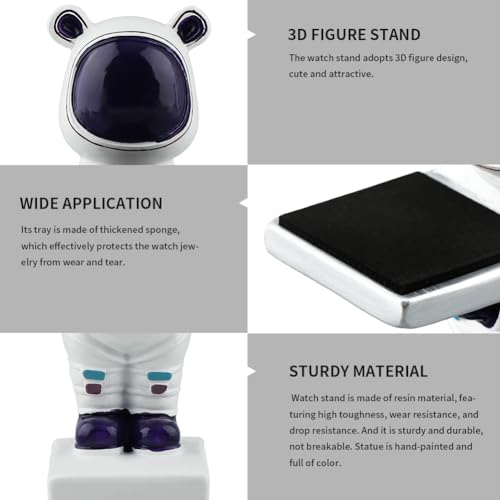 Single Watch Display Stand, Resin Figurine Model Wristwatch Holder Home Office Countertop Decorative Storage Rack for Display Watch Jewelry Bracelet Necklace (White)