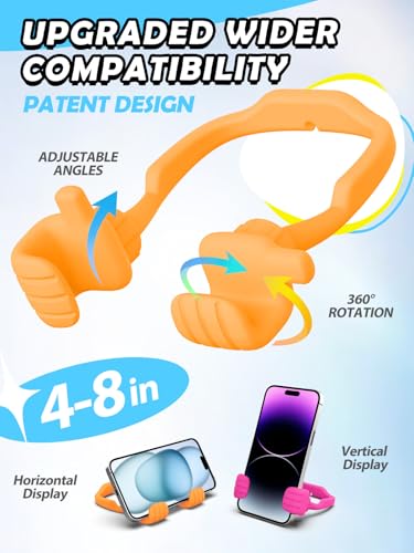 Gifts for Mothers Day Mom Wife Cell Phone Stand - 2 Pack Thumbs Up Lazy Phone Holder for Desk Birthday Gifts Stocking Stuffers for Kids Teens Boys Girls(Bright Purple & Orange Yellow, 2) - color: Bright Purple & Orange Yellow, size: 2