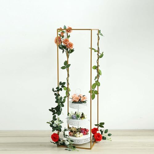 Efavormart 2 Pack - 48" Matte Gold Metal Wedding Flower Stand, Geometric Centerpiece Vases - color: Gold, size: 48"Tall