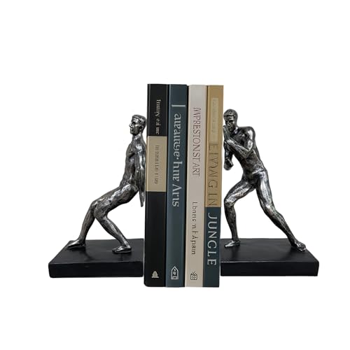 Abstract Sculpture Book Ends Decorative Bookends for Shelves, Modern Figure Bookends for Bookshelf Decor, Decorative Book Stoppers for Home Office Library - color: Abstract Figure-imitation Copper