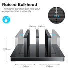 OMOTON Vertical Laptop Stand for Desk, Acrylic Laptop Holder Desktop Clear Adjustable Dock for MacBook Pro Air, HP, All Gaming Laptops up to 17” (Black, Dual Slot) - size: Dual-Black