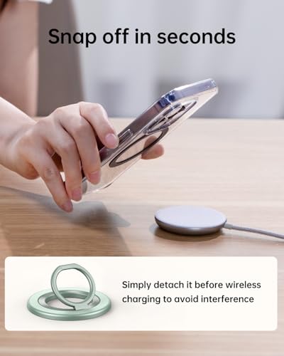 SYNCWIRE Magnetic Phone Ring Holder for MagSafe, 360° Rotation Cell Phone Grip Stand Finger Ring Kickstand Two-Sided Magnet Compatible with iPhone 17 Pro Max 16 15 14 13 12 MagSafe Accessories - color: Single Ring-1PCS-Green