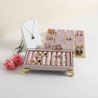 GemeShou velvet slots Ring holder for jewelry organizer, Earring ring display stand for selling, felt ring jewelry holder tray showcase【Velvet slots Ring Holder-Pink】 - color: Pink