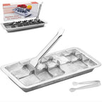 Stainless Steel Ice Cube Trays with Tweezers, Easy-Release Lever Handle, Durable Metal Ice Cube Trays for Freezer, Ideal for Whiskey, Cocktails & Drinks (1 Pack) - color: 18-Cube Ice Tray - Pack of 1