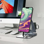 Cell Phone Stand for Desk Phone Holder Foldable Portable Adjustable Cradle Dock Compatible with iPhone 17 16 15 14 13 Pro Max, iPhone 12 11 Plus SE XS XR 8 7, Office Desk Travel Accessories, Gray - color: Gray