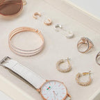 Stackable Jewelry Organizer Tray For Drawers,White Leather Small Earring Storage Tray,Bracelet And Necklace Display Box,Jewelry Ring Display Case(Creamy White Blank Trays 2) - color: (Creamy White Blank Trays 2)