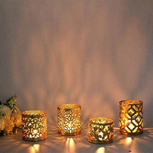Metal Hollow Candle Holder, Decorative Mini Candlestick Holder, Tabletop Tealight Candle Stand Decoration for Wedding, Holiday, Home, Style1 - color: Style1