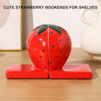 Novelty Strawberry Cute Bokends for Shelves Decorative. Book Ends for Heavy Books.Ceramic Book Holder Stopper for Home Office Desk Bookshelf Decoration.