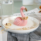 Flamingo Ring Holder Dish, Ceramic Jewelry Tray Trinket Dish for Necklace Keychain Organizer, Cute Funny Birthday Wedding Mothers Day Gift for Women Friends Girls - style: Flamingo