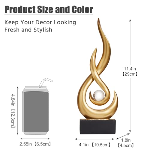 Modern Abstract Art Table Decoration,Resin Flame Statue Modern Gold Centerpiece Ornaments for Living Room Great Gift Idea Home Decor,Collectibles - color: Gold