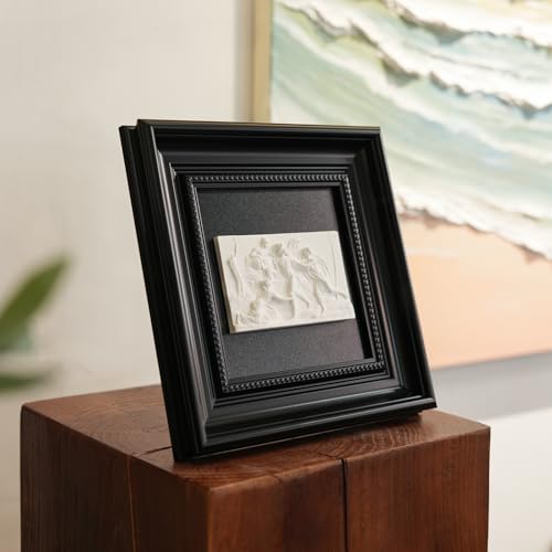FOLKOR LIFE Framed Black and White Wall Art Sculpture for Modern Classical Decor, Antique Greek Mythology Framed Plaster Relief Hanging Sculpture for Living Room, Hallway, Office Decor, New Home Gift - color: Figure 3