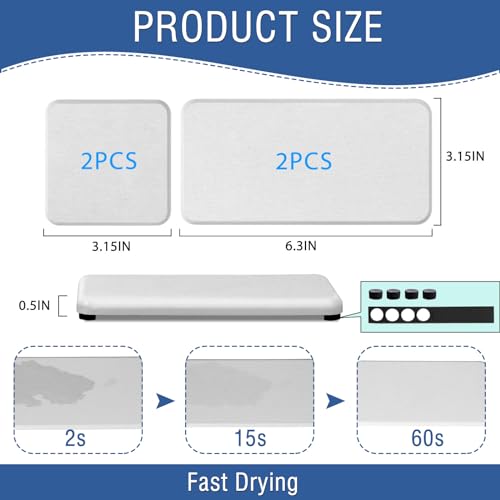 4PCS Water Absorbing Stone Tray, Quick Drying Diatomite Stone Sink Tray, Water Absorbent Stone Coasters for Bathroom Counter, Kitchen Soap Dish Holders Toothbrush Holders in Modern Home - color: White