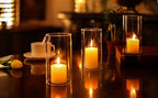 CYS EXCEL 6 PCS (H:6" D:3") Open Ended Glass Hurricane Candleholder Tube Shade | Multiple Size Choices Open Flame Candle Chimney Tube Cover | Bottomless Cylinder - size: 3" wide x 6" tall