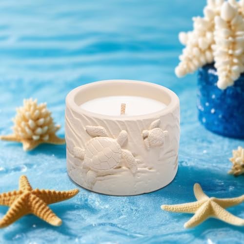 Hodao Oceanic Serenity Handcrafted Aromatherapy Box with Candle & Decor – Beach Rock Sculpture with Sea Turtle, Seashells, for Home, Bathroom, Yoga Room Decor (Brown-Turtle) - color: Brown-turtle