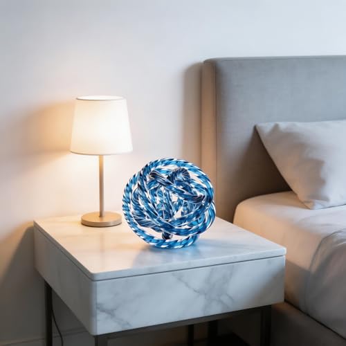Glass Knot Teal Orbit Ball - 6 Inch Hand Blown Infinity Sculpture Decor Glass Orbit Home Decor Table Decoration Interio Art - color: Lake Blue, size: 6" Diameter