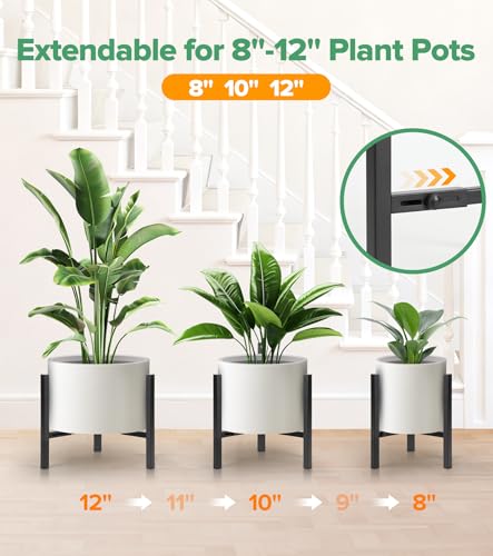 Plant Stand Indoor Adjustable, Metal Modern Indoor Plant Stand, Heavy Duty Plant Stands Outdoor Corner, Stable Plant Holder, Fits 8 to 12 Inches Pots, Black, 1 Pack, Pot & Plant Not Included - color: Black, size: 1 Pack