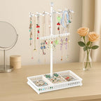 Meangood Jewelry Organizer Stand, 15.6" H Jewelry Tree Display Holder Stand for Bracelets Necklaces Earrings Rings, Gift for Women Girls (White) - color: White