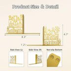 Decorative Gold Lacquered Bookend of Dragon and Cat Reading Lie on Bookshelf, 9.1x 4.7 inches Fantasy Dragon Decoration Bookends, Unique Dragon Decoration, Cute and Fantasy Bookend