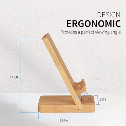 Cell Phone Stands, Desktop Stand, Luxury Nature Wood Magnetic Phone Stand for Desk, Compatible with iPhone & All Cell Phones, Ultra-Stable, Portable & Non-Slip Design, Bamboo