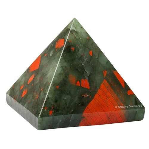 Amazing Gemstone African Bloodstone Pyramid Crystal Healing Stones - 2" Great Pyramid Figurine of Natural Stone Pyramid for Meditation, Reiki, Chakra Balancing and Crystal Pyramids Grid - color: African Bloodstone