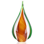 DOVDOV Blown Glass Sculpture, Green and Brown Glass Art Collectible Statue, Unique Teardrop Ornament, Suitable for Office, Bookshelf, Dressing Table, Living Room Coffee Table, or Mantelpiece Display. - color: E