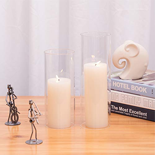 WGVI Hurricane Candle Holder Sleeve, Wide 4", Height 8", Clear Glass Cylinder Candleholder, Chimney Tube, Open Ended Candle Shade, 1 Piece - size: 4"x8"H