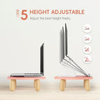 AFOOYO Adjustable Wood Laptop Stand, Ergonomic Height Angles Computer Stand, Cloud-Shaped Holder Riser Notebook Stand for Desk Compatible with Air, Pro, Dell, HP, Lenovo More 10-17.3" Laptops, Pink - color: Pink