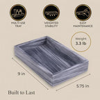 Bey-Berk Ezra Carrera Genuine Marble Guest Towel Tray (Grey), 9" x 5.75" Bathroom Counter Organizer, Sculpted Marble Luxury Accent - color: Gray
