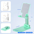 2 Pcs MT-6 Cell Phone Holder, Adjustable Angle and Height, Anti-Slip Silicone Pad, Foldable and Portable, Compatible with 4-8 Inch Devices(Green+White) - color: white&green