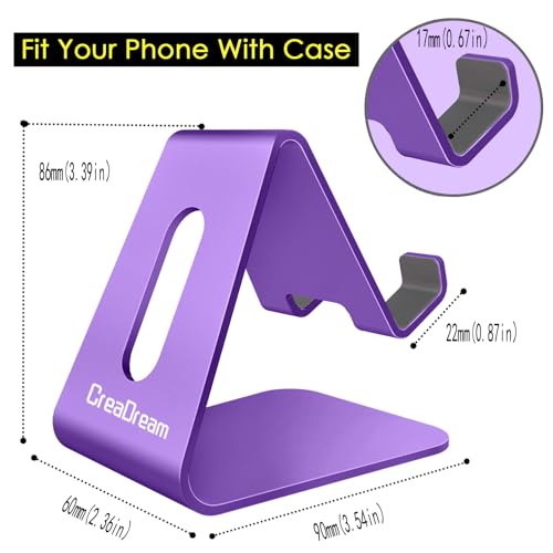 CreaDream Cell Phone Stand, Cradle, Holder,Aluminum Desktop Stand Compatible with Switch, All Smart Phone, iPhone 11 Pro Xs Max Xr X Se 8 7 6 6s Plus SE 5 5s-Dark Purple - color: Dark Purple