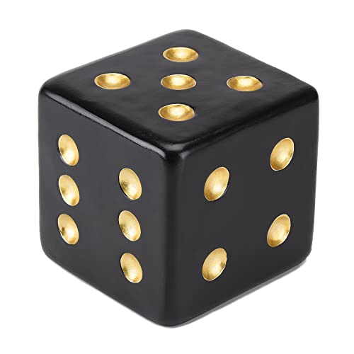 BRABUD Resin Jumbo Dice Decor Black & Gold Dice Statue Living Room Bedroom Office Photographic Decoration 4.9'' TQGJBS378 - color: Black, size: 4.9''