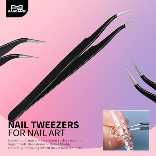FANDAMEI Nail Art Tools, Nail Brush, 15 PCS Nail Art Brushes, 5 PCS Nail Dotting Tool, Nail Stand, Nail Holder For Painting Nails, Nail Tools, Nail Design Tools, Black - color: Black
