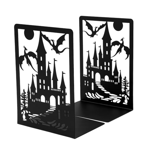 Book Ends, Bookends, Book Ends for Shelves, 1 Pair Non Skid Metal Book Divider Decorative Holder, Abstract Art Desgin Book Stopper Supports for Office, Home (Dragon B) - color: Dragon B