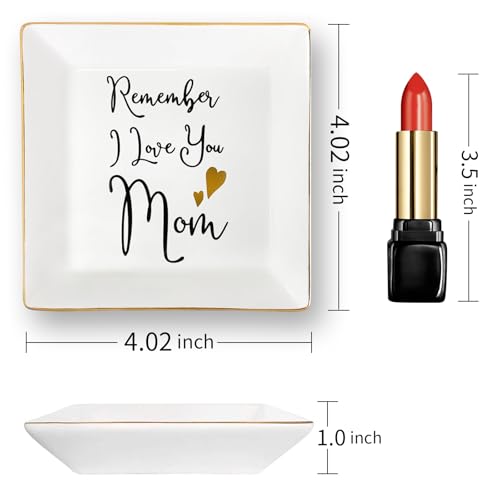 Mom Gifts from Sister Mothers Day Gifts Birthday Gifts for Mum Christmas Thanksgiving Gift Female Small Unique Trinket Tray Ceramic Jewelry Dish Ring Holder,Remember I Love You Mom - color: Remember Mom