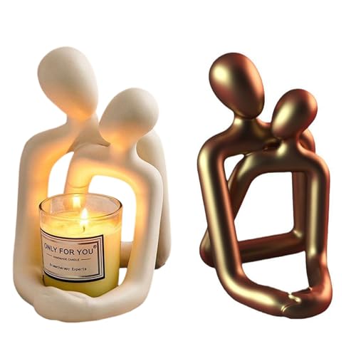 Romantic Couple Figurines, Modern Romantic Love Statue Figurine Hugging Couple Decoration Mini Couple Statue Abstract Sculpture Knick Knacks Home Decor (Excluding Lamps) Milky