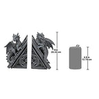 Design Toscano Castle Dragon Gothic Decor Decorative Bookend Statues, 8 Inch, Set of Two, Polyresin, Grey Stone