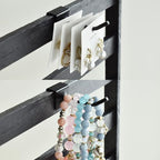 Ikee Design Free Assemble 2 Pcs Set Wooden Jewelry Display Rack with 20 Removable Metal Hooks/Each, Earring Card Display Holder Stand for Necklaces,Bracelet, Keychain Stand, Black Color - color: 8) Black, 2 Pieces