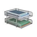 Mind Reader Stackable Paper Tray, Desktop Organizer, File Storage, Office, Metal Mesh, 2 Pc, Silver - color: Silver