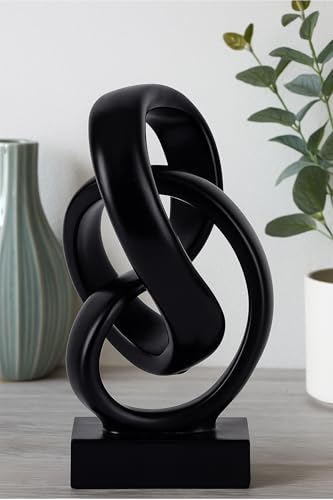 Modern Abstract Knot Sculpture, Artistic Mobius Inspired Resin Decor, Elegant Home and Office Decor, Perfect for Shelves, Desktops, and Mantles, Ideal Gift for Birthdays, Housewarmings (Black) - color: Black