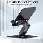 OCYCLONE iPad Stand, 360° Rotating Adjustable Foldable iPad Tablet Holder for Desk Compatible with Kindle Tablet iPad 4" - 15.6" Portable Monitor Stand, Black